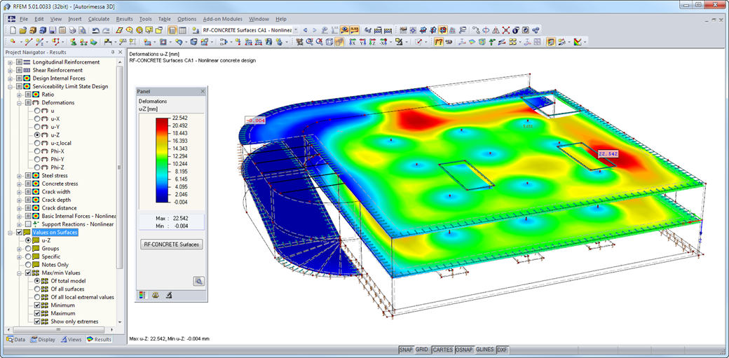 RFEM 中的结果图形显示（变形状态 II）