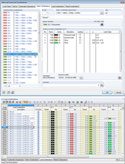 Kombinatorik-Dialog und Tabelle 2.5 Lastkombinationen