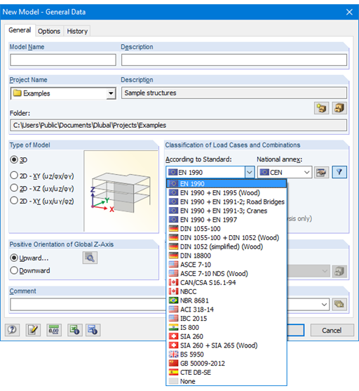 Festlegen der Norm in den Modell-Basisangaben