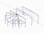 Stahlhalle mit rundem Anbau in RSTAB