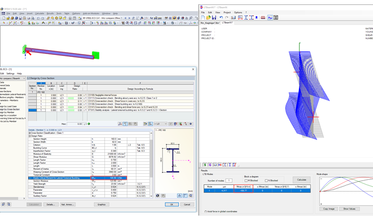 Comparing RF-/STEEL EC3 and LTBeamN