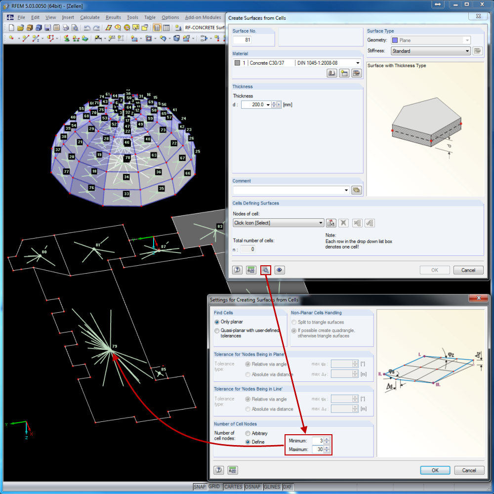 由单元格创建面