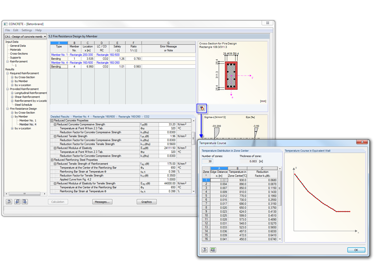 使用CONCRETE和RF-CONCRETE杆件进行抗火验算