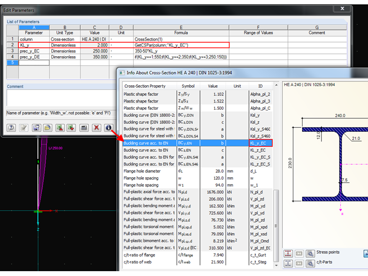 通过参数化输入可以访问截面值