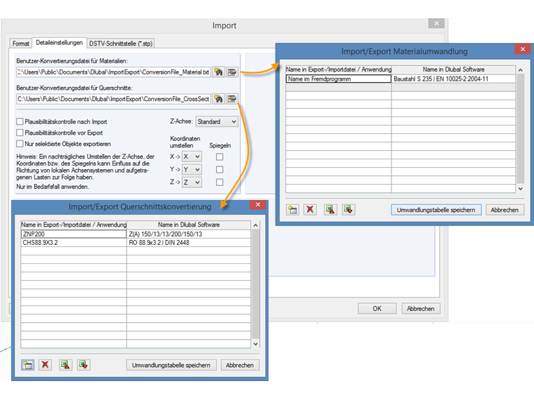 简化的通过转换文件导入和导出