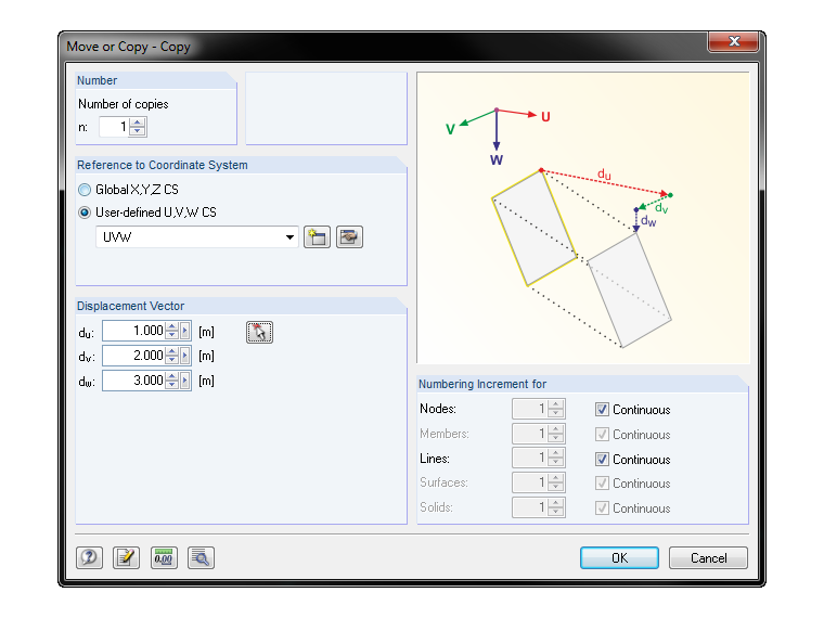 在用户自定义坐标系中移动和复制