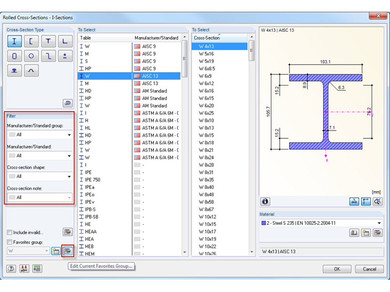 Favoritengruppe in der Querschnittsbibliothek anlegen