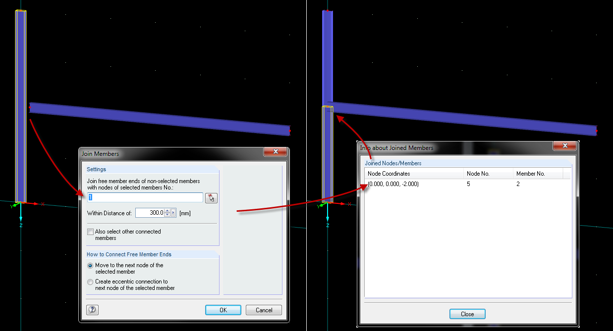 打开“连接杆件”功能