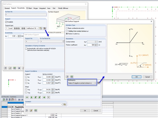 Definition des Reibungsbeiwertes in den Parametern der Flächenbettung