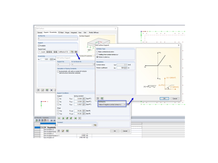 Definition des Reibungsbeiwertes in den Parametern der Flächenbettung