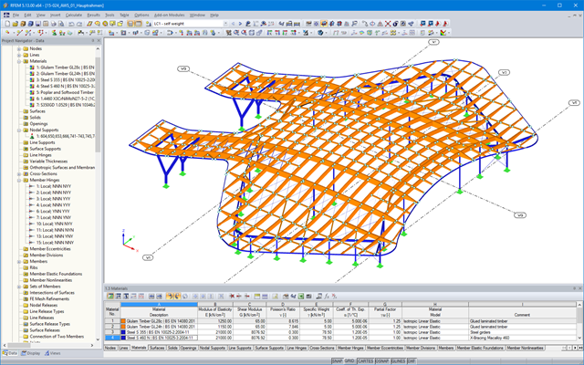 RFEM中3D交叉车站阿贝伍德支持结构模型（©enartec -Engineering + Architecture）