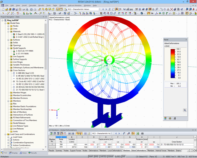 In RFEM berechnetes 3D-Modell des „Solhjul“ (© Schmidt Nielsen)