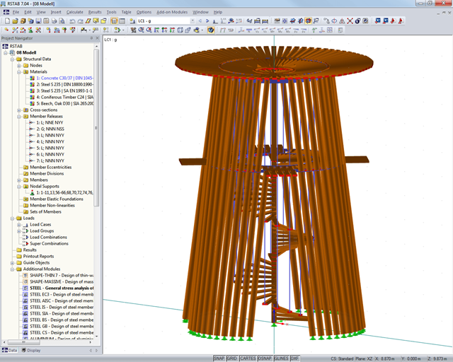 Modell des Turmes in RSTAB (© Pirmin Jung Ingenieure)