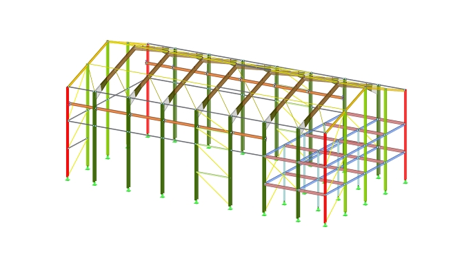 3D-Modell des Gebäudes in RFEM (© Albyr)