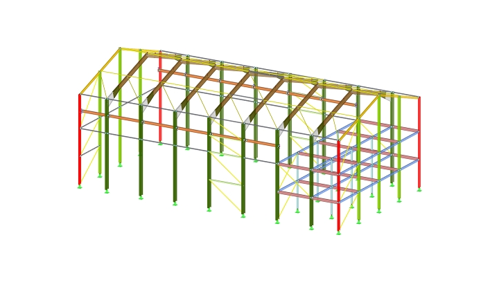 3D-Modell des Gebäudes in RFEM (© Albyr)