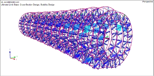 使用附加模块 RF-ALUMINUM 设计的 RFEM 模型 (© T&E Support)