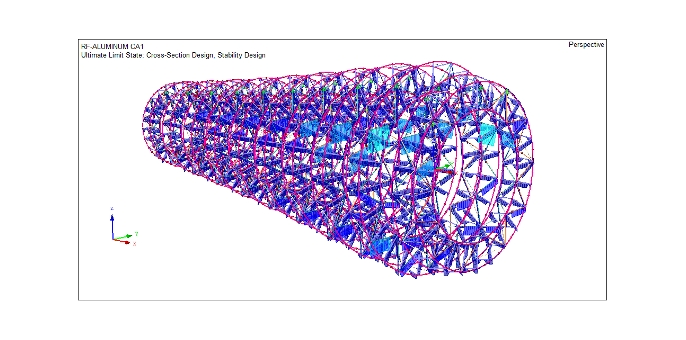 使用附加模块 RF-ALUMINUM 设计的 RFEM 模型 (© T&E Support)