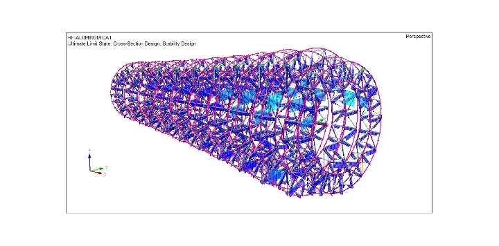 使用附加模块 RF-ALUMINUM 设计的 RFEM 模型 (© T&E Support)