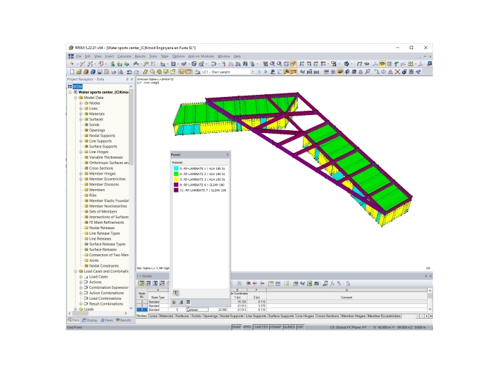 水上运动中心 RFEM 模型 (© Kmod Enginyeria en Fusta SL)
