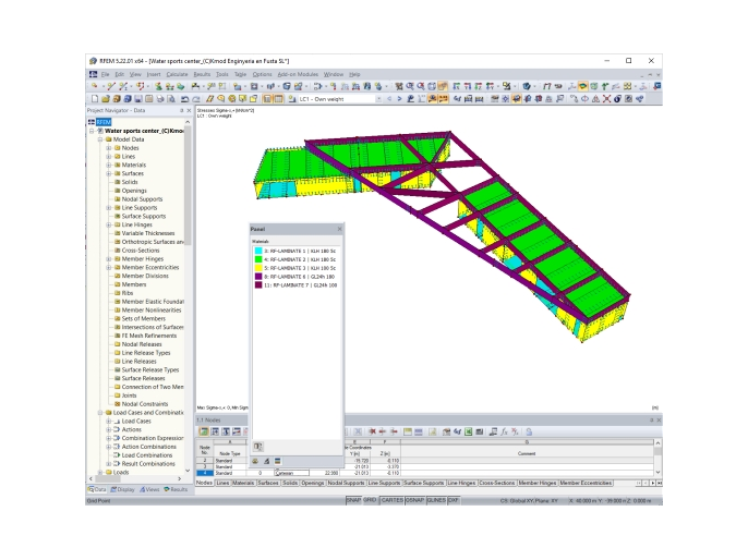 水上运动中心 RFEM 模型 (© Kmod Enginyeria en Fusta SL)