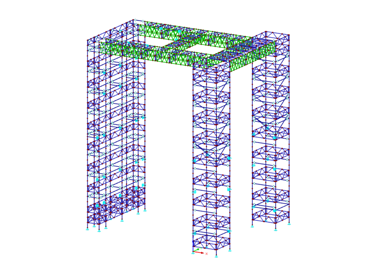 RFEM 中 3D 脚手架模型 (© PlusEight System AB)