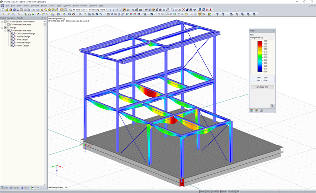 Stresses of the optimized cross-section in the RF-STEEL Members add-on module