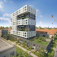 公寓高层建筑渲染 | 视图1（©AS + P Albert Speer + Partner GmbH | 可视化： Architektur-Computergrafik B. C. Horvath)