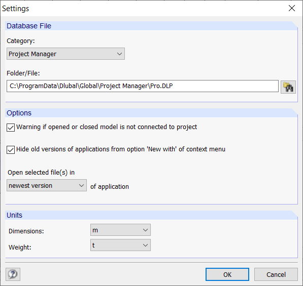 “程序选项”对话框
