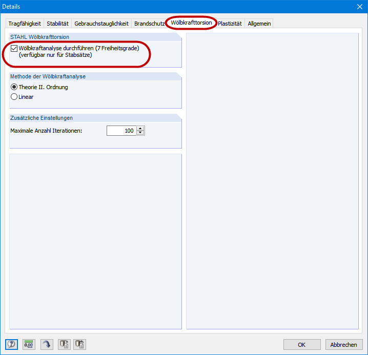 激活RF-/STEEL Warping Torsion模块