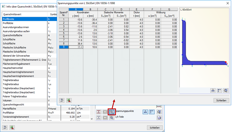 截面库中的截面应力点