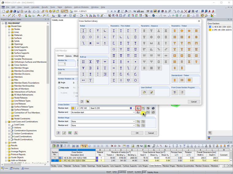 截面库中新建截面