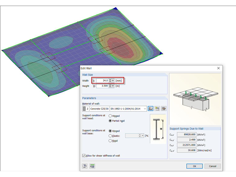 以 [mm] 为单位指定宽度“t”的对话框“编辑墙”
