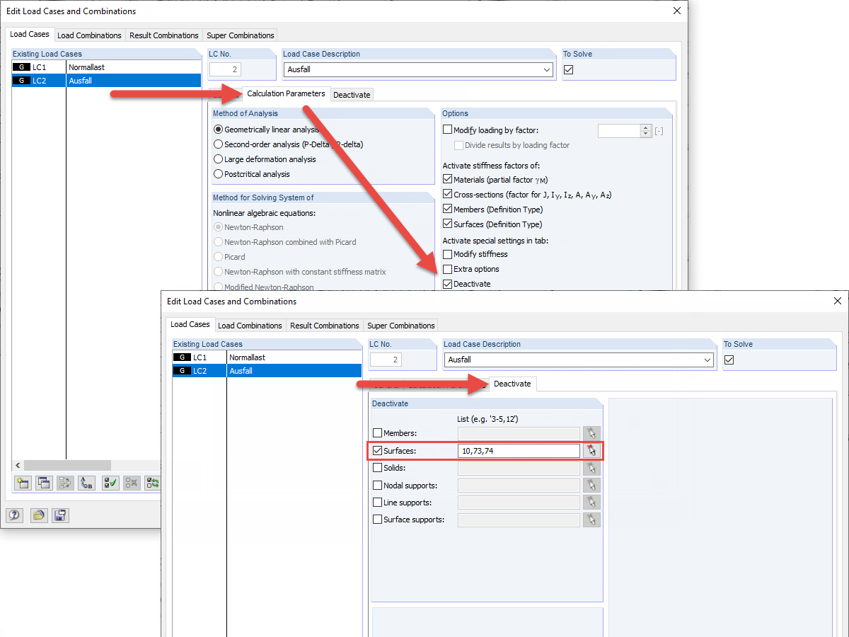 修改杆件失效模拟的刚度