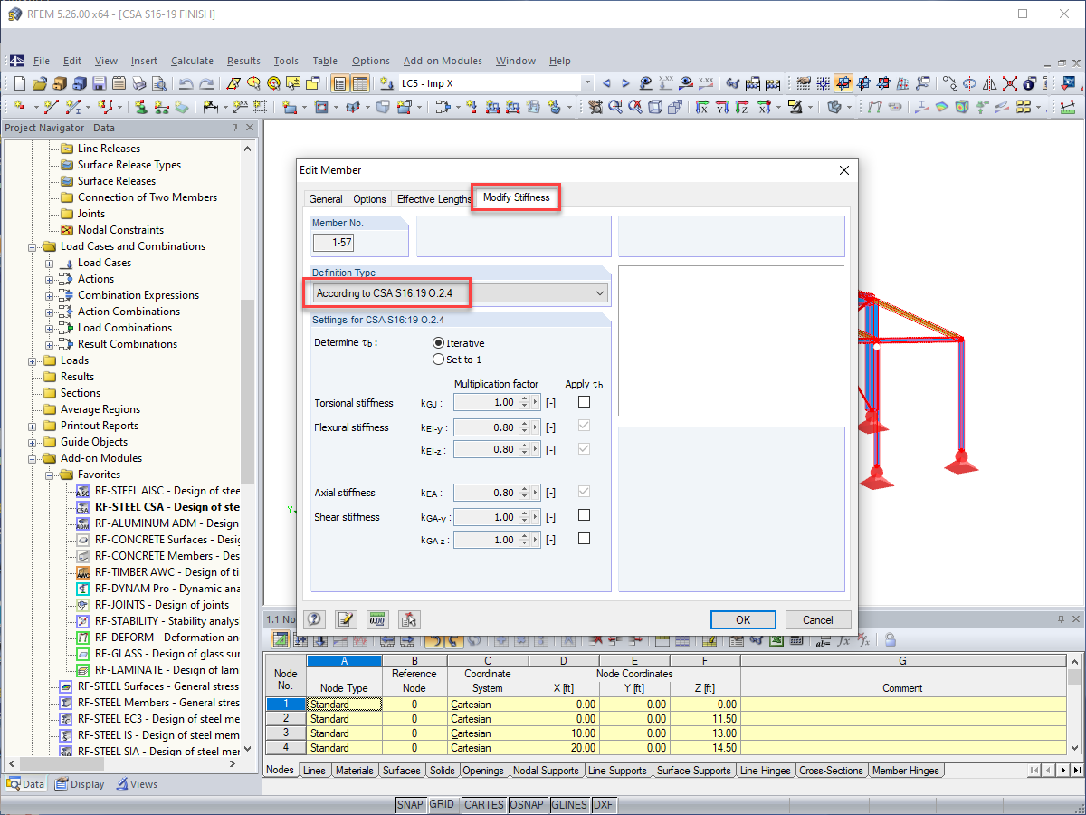 CSA S16:19 Member Stiffness Modifications