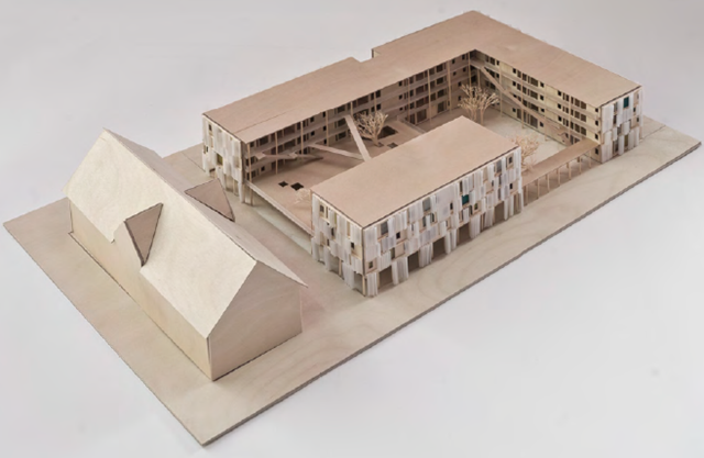 德国海德堡 Collegium Academicum 大学生宿舍模型（©DGJ Architektur GmbH）