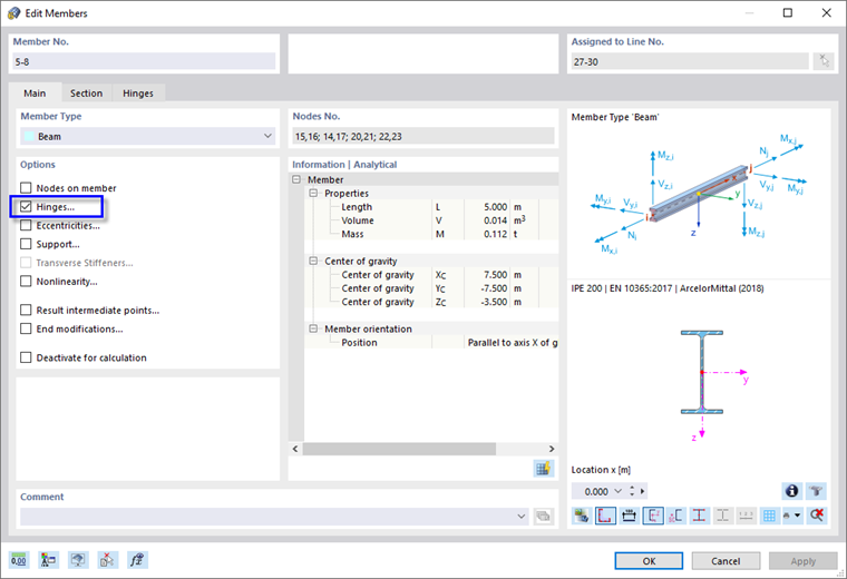 “编辑杆件”对话框