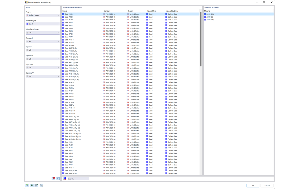 功能部件 001994 | 截面库和材料库