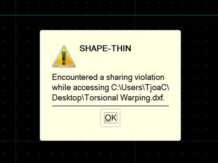 常见问题解答005036 | 当我将dxf文件导入Shape-Thin时，出现共享冲突。 有什么问题吗？