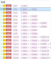 勾选了“按作用类别的组合名称”后的荷载组合名称