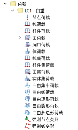 在导航器-数据中查看自重工况下的各种荷载
