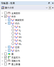 在导航器-结果中勾选杆件内力
