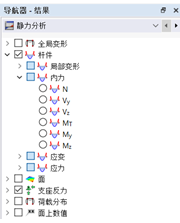 在导航器-结果中勾选杆件内力