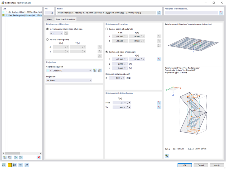 附加钢筋的方向和位置