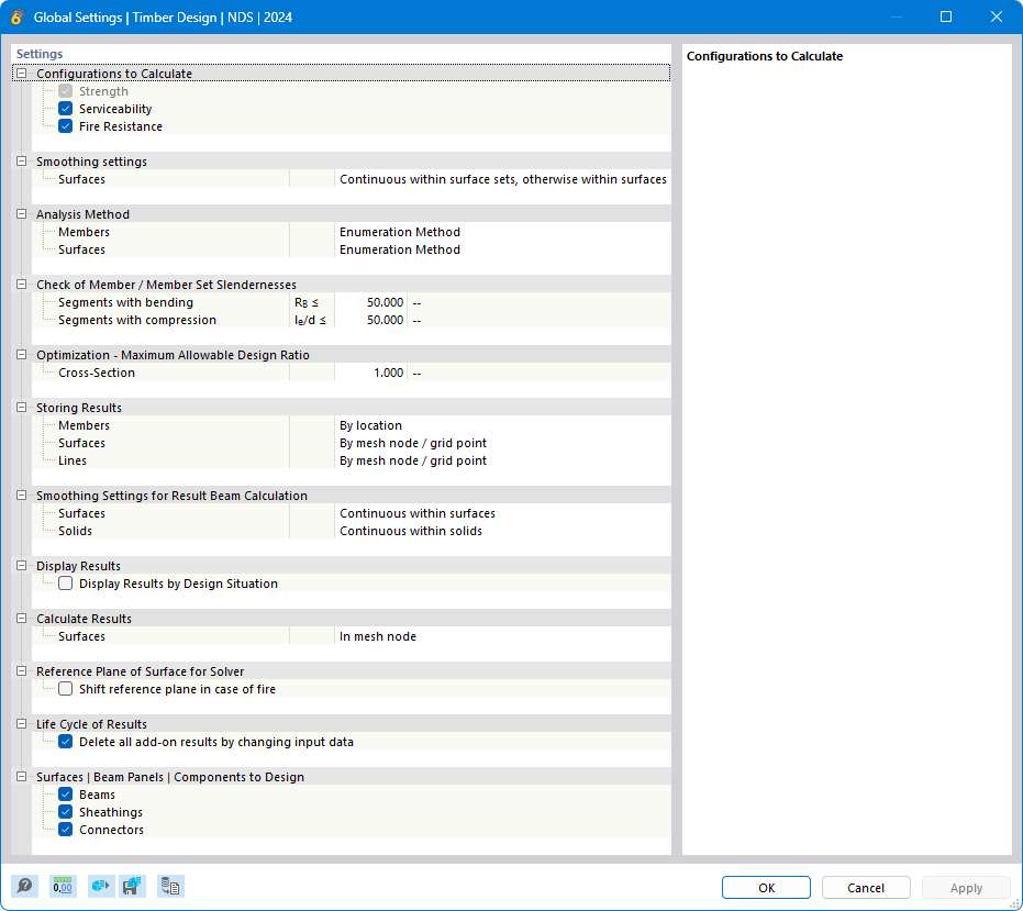 木结构设计按 EN 1995 的“全局设置”对话框