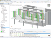 RFEM 计算过程中混凝土柱截面利用率的可视化。