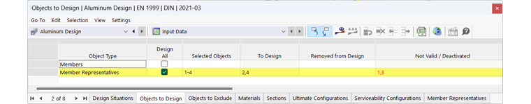 铝合金设计中要计算的对象的输入表