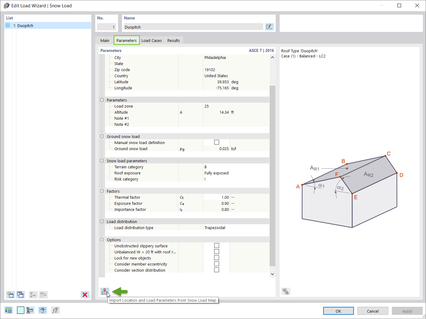 确定雪荷载的参数
