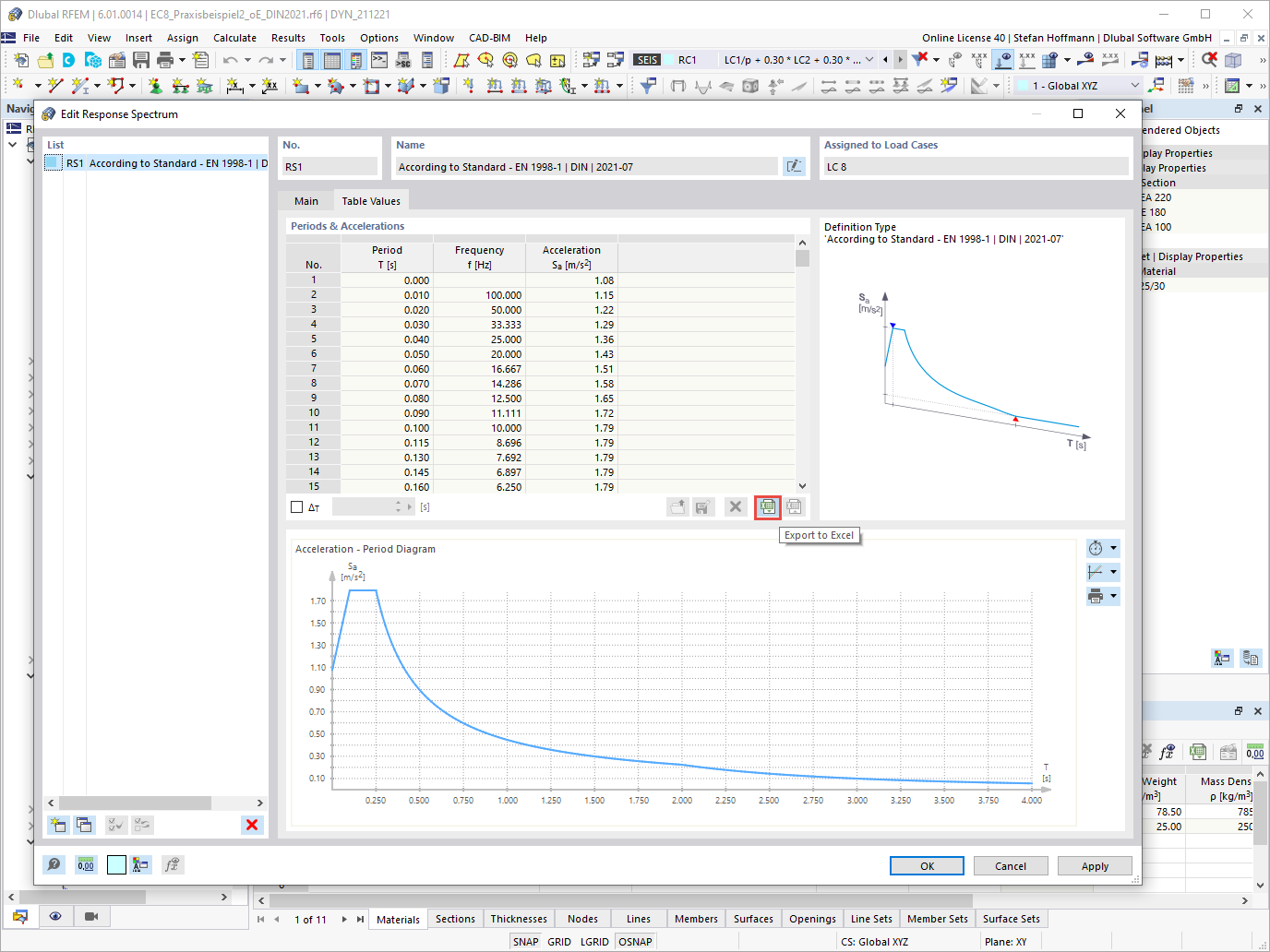常见问题解答 005181 | 我可以从 RFEM 6 导出反应谱，然后在 RFEM 5 中使用吗？