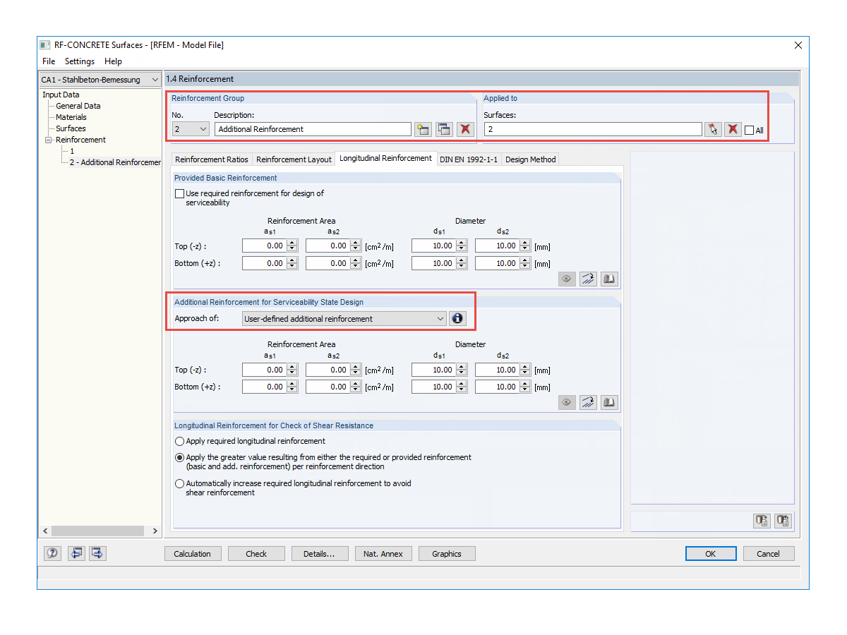常见问题解答 005193 | 是否可以在RF‑CONCRETE Surfaces中只在面的某些区域定义用户定义的附加配筋，