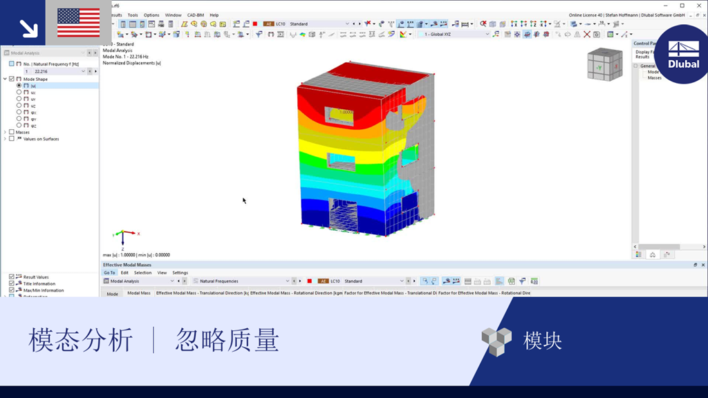 模态分析的插图，显示了质量忽略在结构工程中的影响。